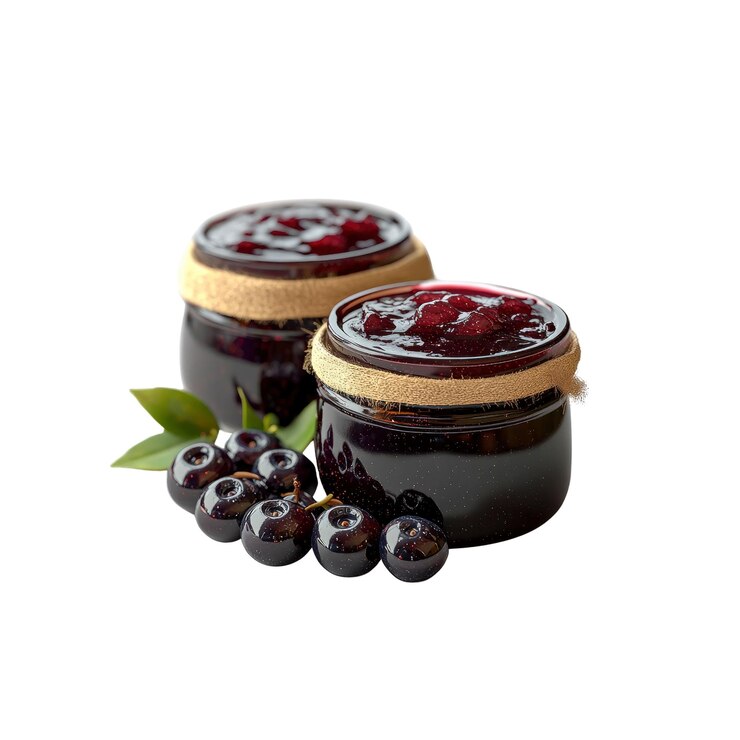 PSD mermelada de moras casera en frascos con moras frescas