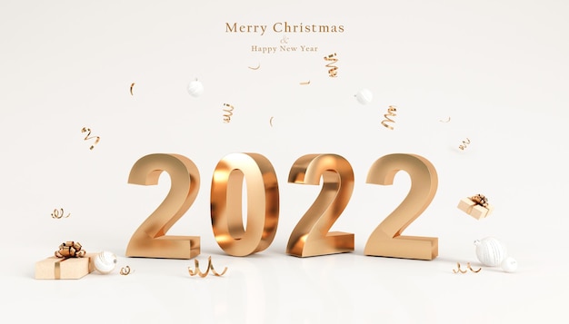 Merry Christmas and happy new year background with gifts box and ribbons