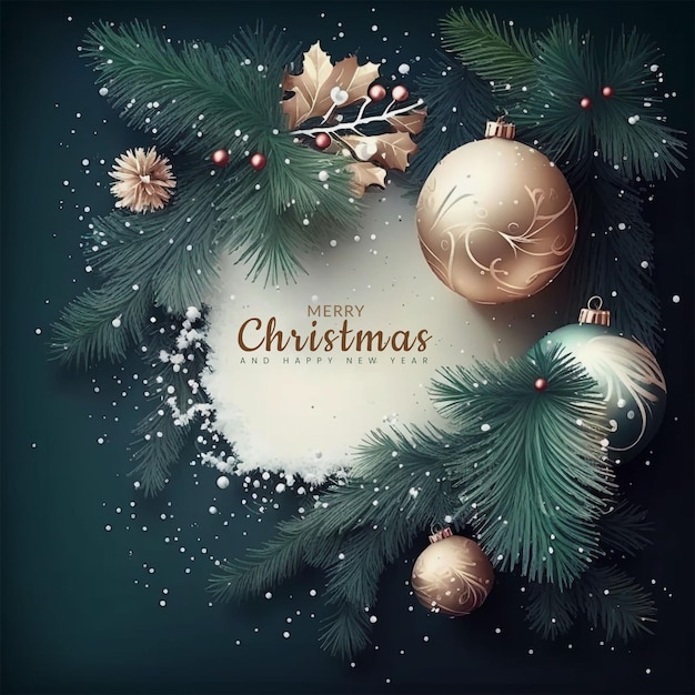 PSD merry christmas and new year realistic background with 3d golden color ball
