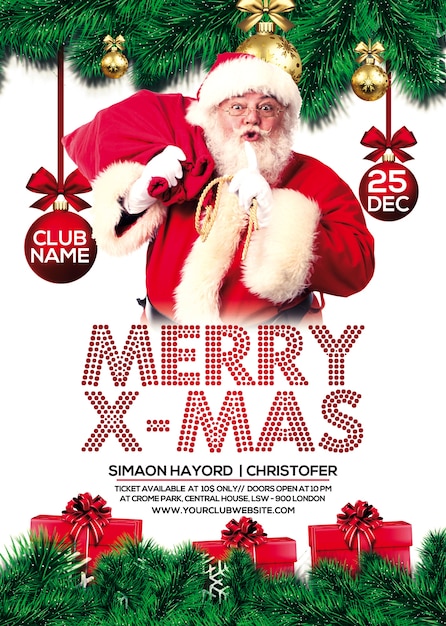 PSD merry x-mas flyer de fête