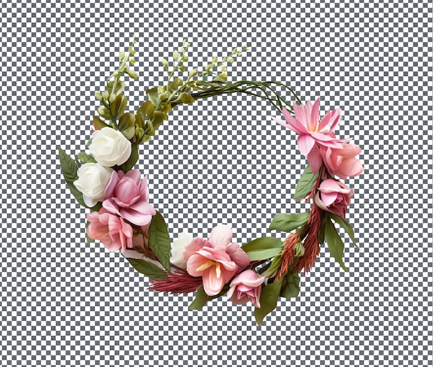 Une merveilleuse couronne de fleurs isolée sur un fond transparent