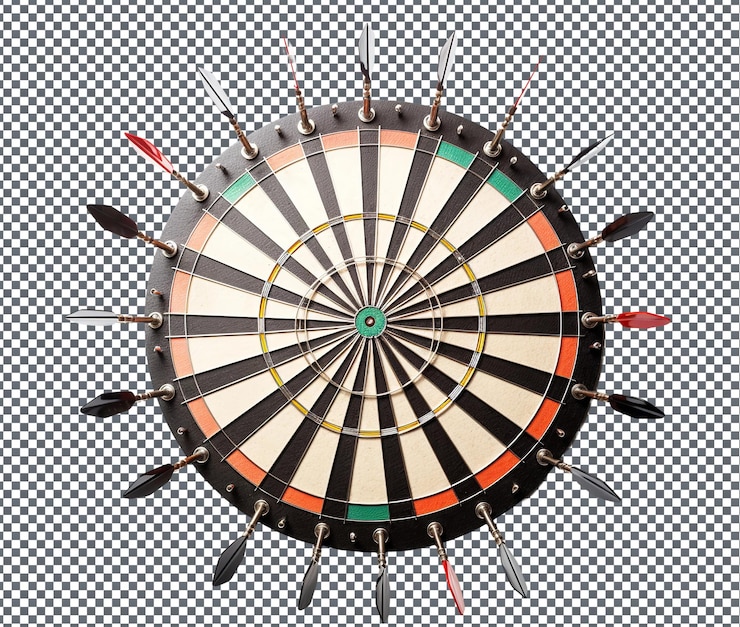 PSD merveilleux jeux de carnaval sets de fléchettes isolés sur un fond transparent