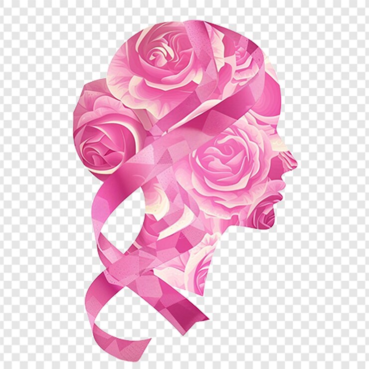 PSD mês de conscientização sobre o câncer de mama mulher rosa com rosas