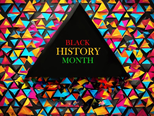 PSD el mes de la historia negra con un fondo de patrón de triángulo colorido