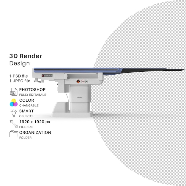 PSD mesa de angiografía móvil modelado 3d archivo psd equipo dental realista