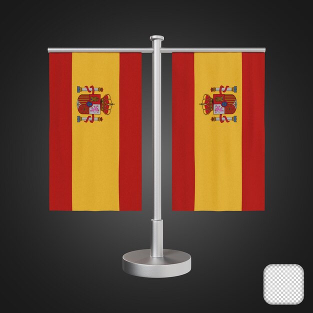 PSD mesa con banderas de españa ilustración en 3d