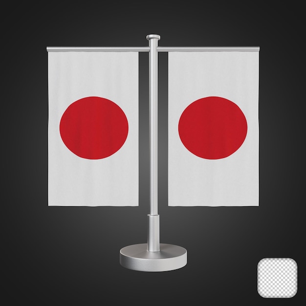 PSD mesa con banderas de japón ilustración en 3d