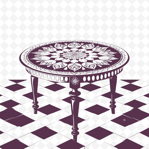 PSD mesa de café de estilo bohemia con diseño de mandala y colección de motivos de decoración de ilustración de cristal