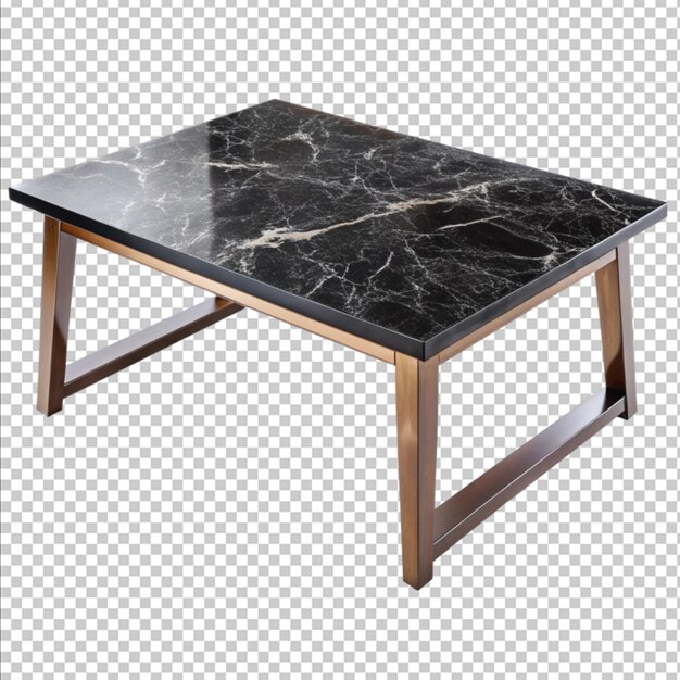 mesa de café de mármol negro aislada sobre un fondo blanco