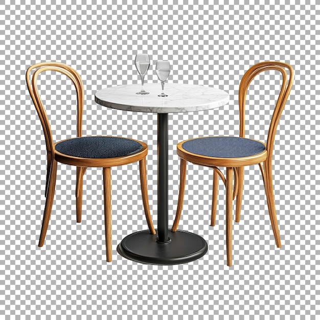 Mesa de café de PNG con sillas en un fondo transparente Generado por Ai
