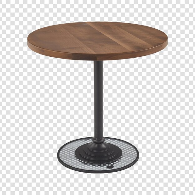 Mesa de café redonda de madera con base de metal