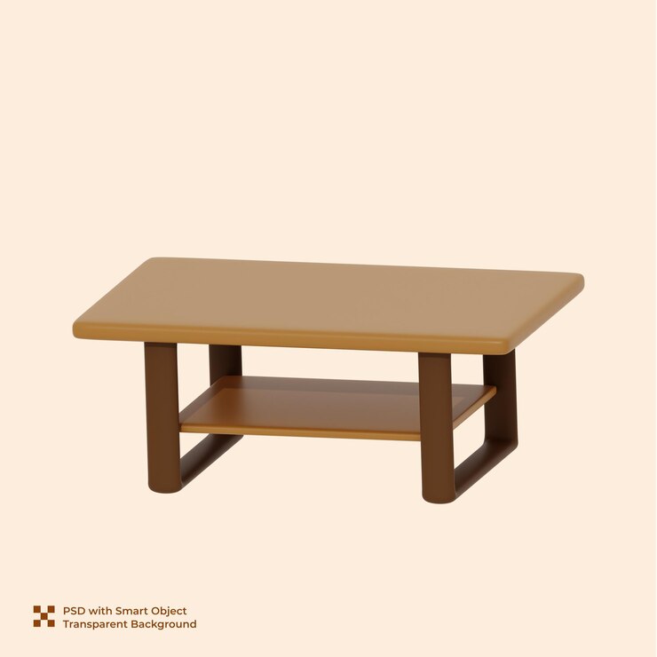 PSD mesa de café renderizada en 3d para el diseño de interiores del hogar