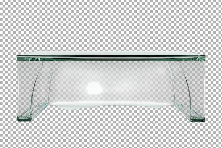 PSD mesa de café de vidrio transparente diseñada con una estética moderna para salas de estar elegantes y espacios contemporáneos