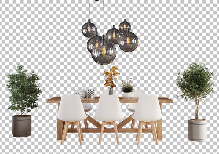 PSD una mesa con un candelabro colgando de ella