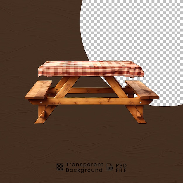 PSD mesa com bancos de piquenique fundo transparente png