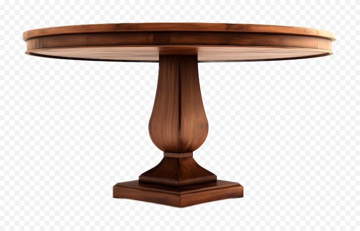 PSD mesa de comedor aislada sobre un fondo blanco