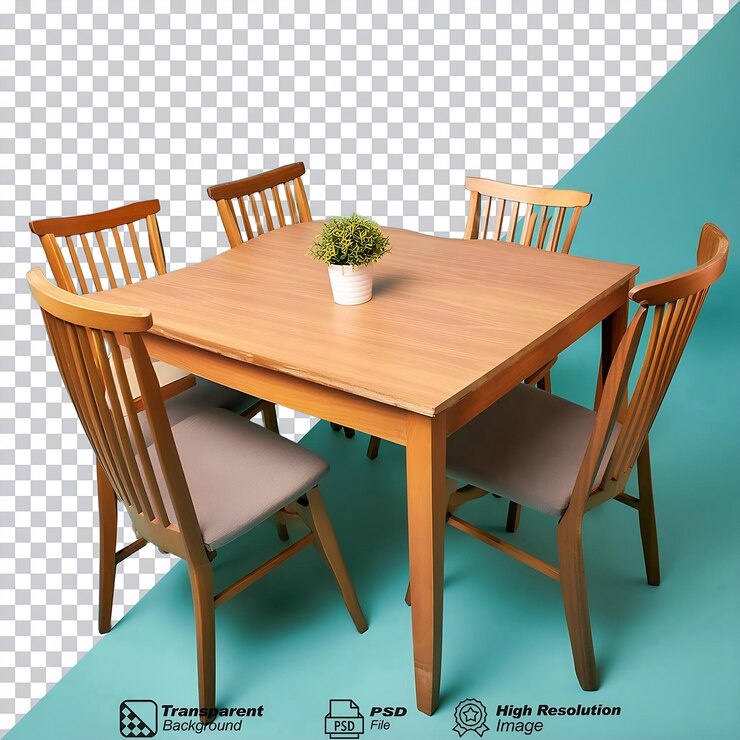 PSD mesa de comedor aislada sobre un fondo transparente