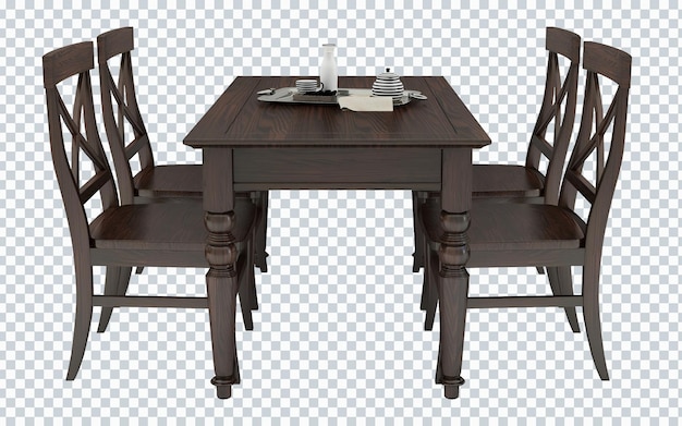 PSD mesa de comedor antigua oscura de 4 plazas. mueble