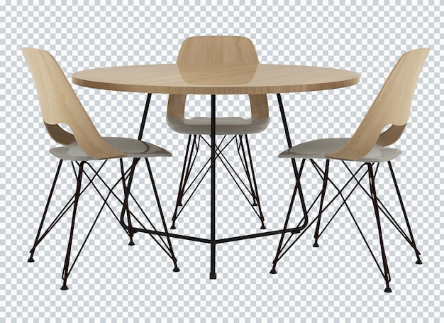 PSD mesa de comedor escandinava de 3 plazas de madera y acero. mueble