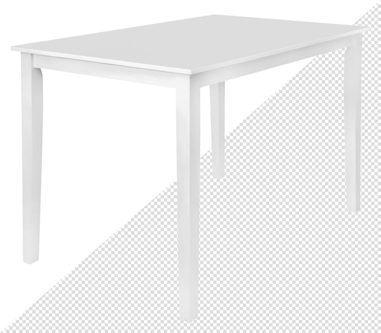 Mesa de comedor de madera blanca. Aislado del fondo. elemento interior