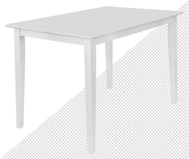 Mesa de comedor de madera blanca. Aislado del fondo. elemento interior
