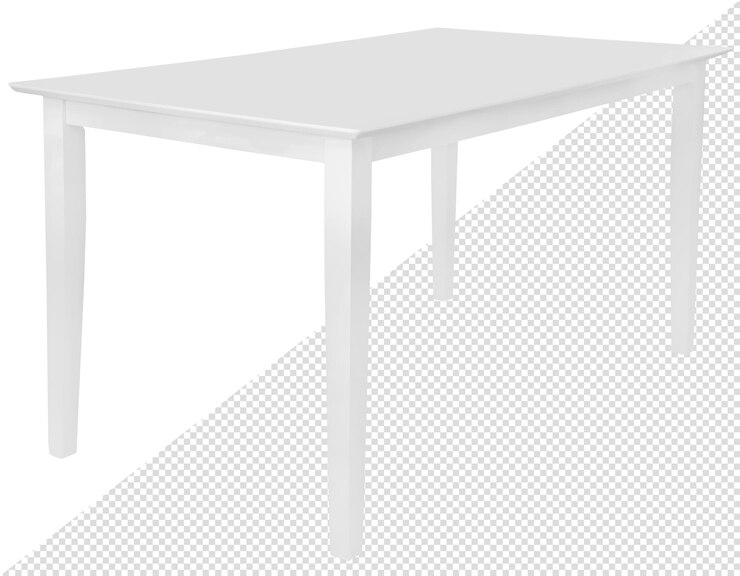 Mesa de comedor de madera blanca. Aislado del fondo. elemento interior