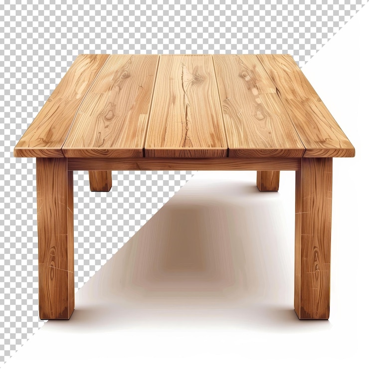 PSD una mesa de comedor de madera rústica que muestra patrones de grano natural en una habitación bien iluminada perfecta para reuniones y comidas familiares
