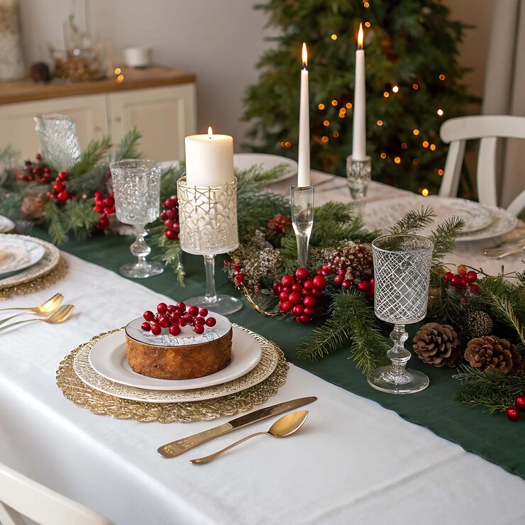 PSD mesa de comidas festivas de navidad