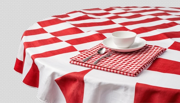 Mesa con cuadros rojos y blancos con una atmósfera acogedora de nostalgia