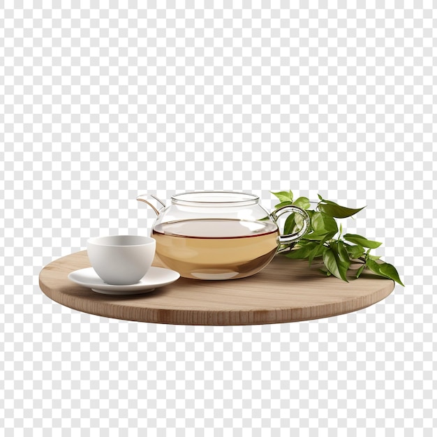 Mesa de chá isolada em fundo transparente