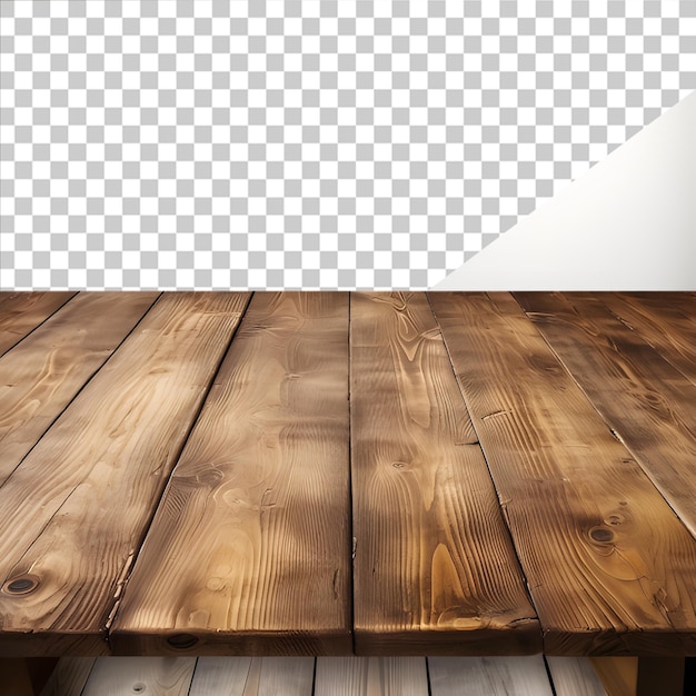 Mesa de madeira em fundo transparente