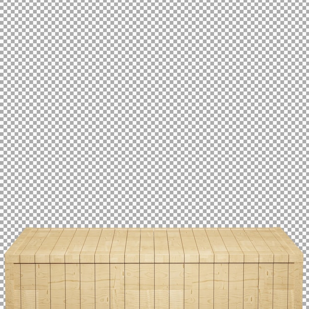 Mesa de madeira realista Placa de madeira vista frontal superior 3d renderização isolada