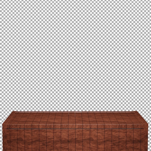 Mesa de madeira realista placa de madeira vista frontal superior 3d renderização isolada