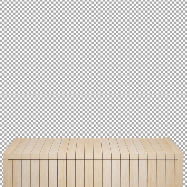 Mesa de madeira realista placa de madeira vista frontal superior 3d renderização isolada