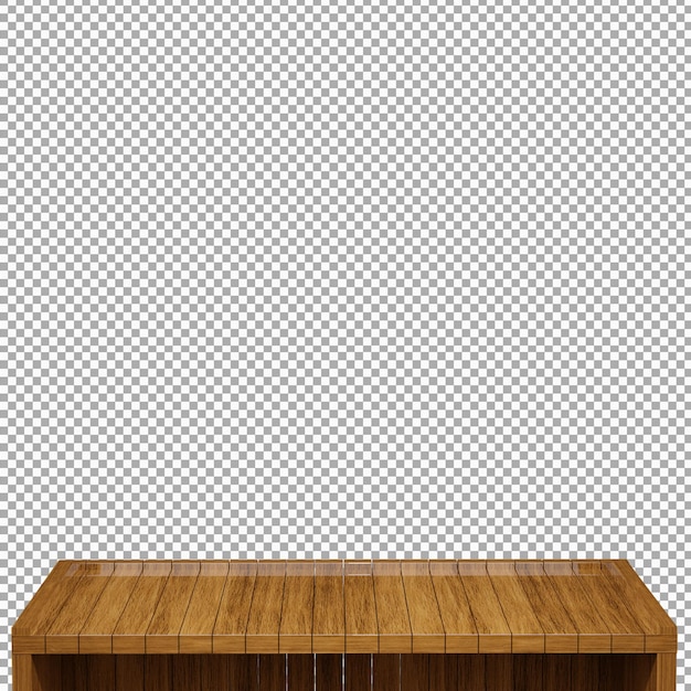 Mesa de madeira realista vista frontal 3d renderização isolada