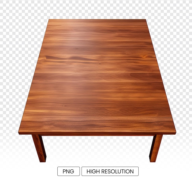 PSD mesa de madeira retangular marrom minimalista com fundo transparente perfeita para projetos de design versáteis