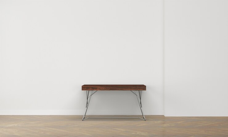 PSD mesa de trabalho com parede no interior da casa