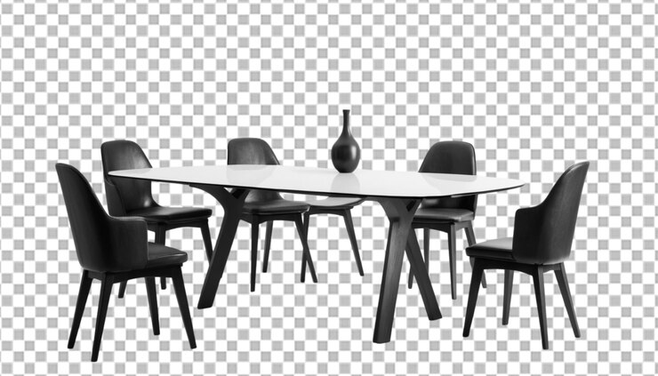 PSD mesa de diseño con sillas para comer
