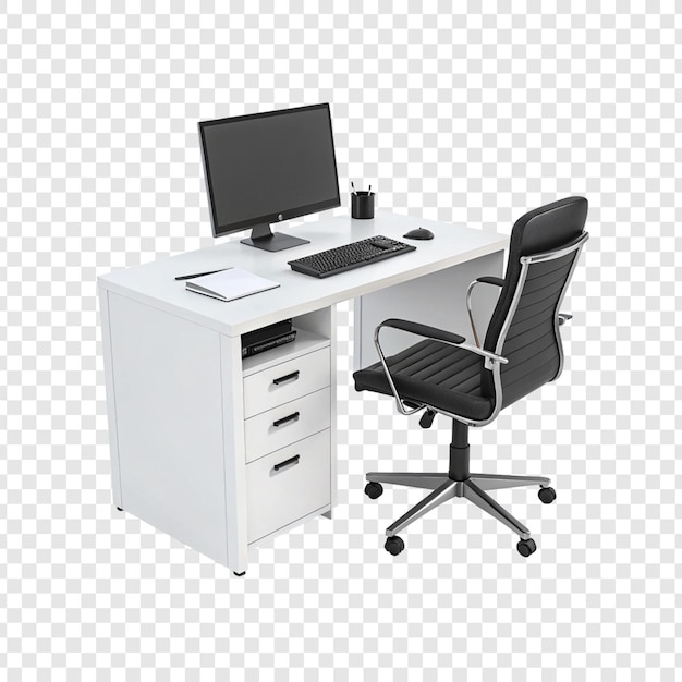 Mesa e cadeira de escritório brancas modernas
