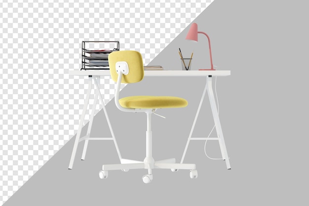 PSD mesa e cadeira em renderização 3d