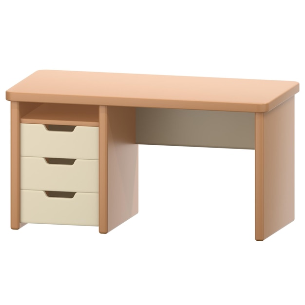 mesa de escritorio de madera 3D Icon Ilustración de estilo Low Poly