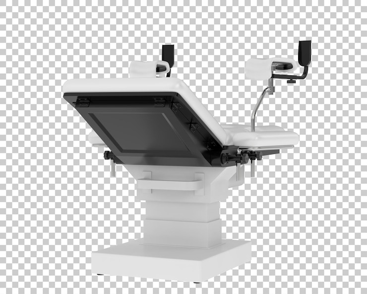 PSD mesa de examen médico sobre fondo transparente ilustración de renderizado 3d
