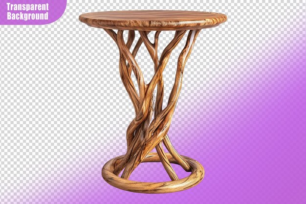 Mesa de extremo de sauce aislada sobre un fondo transparente