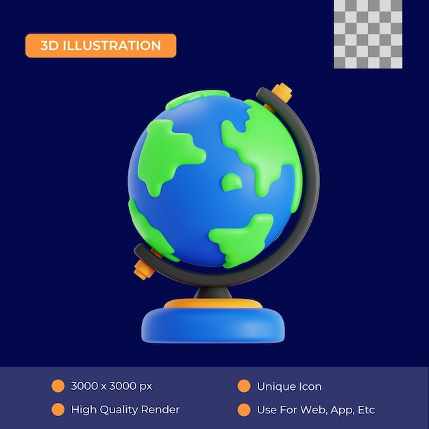 Mesa Globo Ilustração 3D
