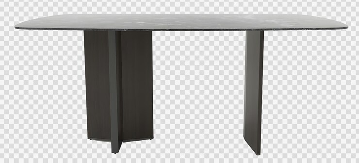PSD la mesa de hierro negro sobre fondo transparente. representación 3d