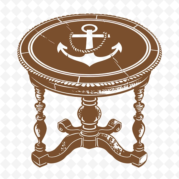 PSD mesa lateral com tema náutico com design de âncora e ilustração de corda symbo colecção de motivos de decoração