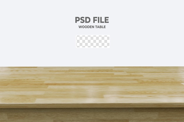 PSD mesa de madera 3d aislada en transparente