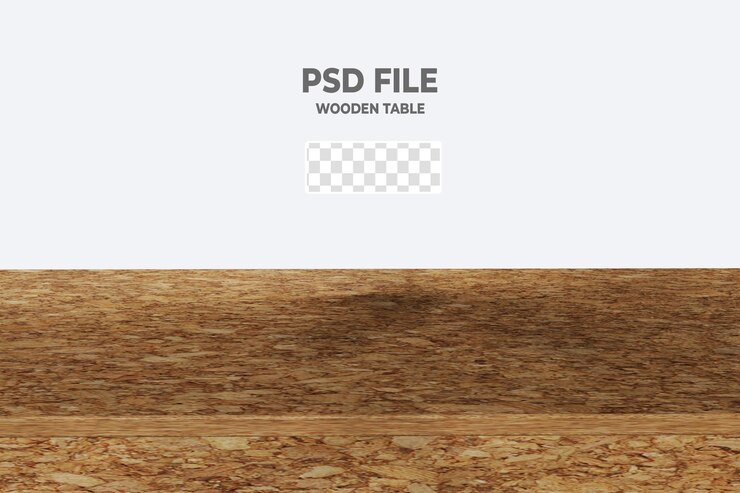 PSD mesa de madera 3d aislada en transparente