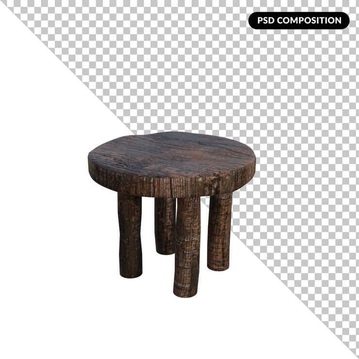 PSD mesa de madera aislada renderizado 3d
