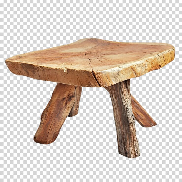 PSD mesa de madera aislada sobre un fondo transparente